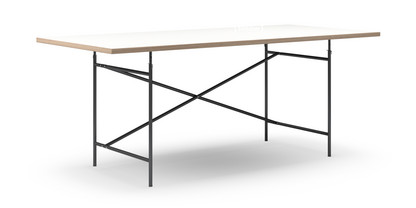 Eiermann Tisch Melamin weiß mit Eichekante|200 x 90 cm|Schwarz|senkrecht, versetzt (Eiermann 2)|135 x 66 cm