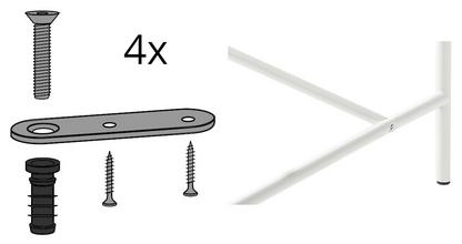 Befestigungslasche für Eiermann 3 Tischbock - 4er Set Weiß