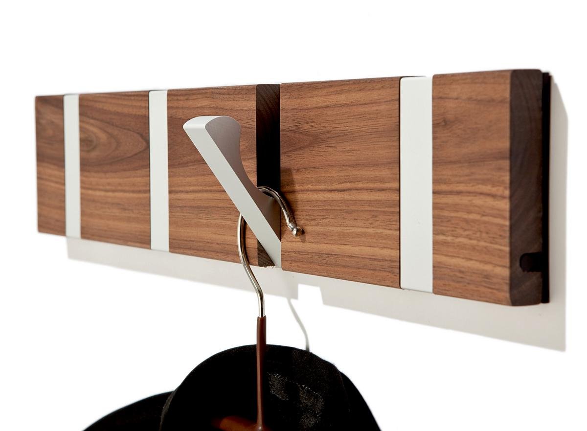 LoCa Garderobe Knax 8 wit (haken inklapbaar aluminium) garderobe-lijst kledinghaken gang modern garderobepaneel
