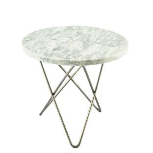 Mini O Table Weiß Carrara|Edelstahl