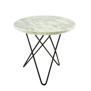 Mini O Table Weiß Carrara|Stahl, schwarz pulverbeschichtet