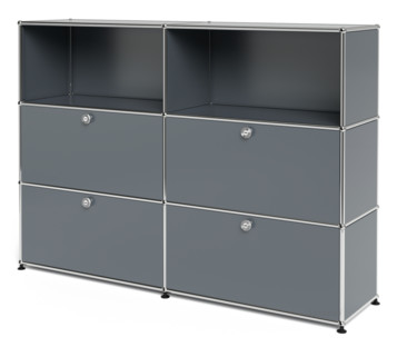 USM Haller Highboard L mit 4 Klappen Mittelgrau RAL 7005