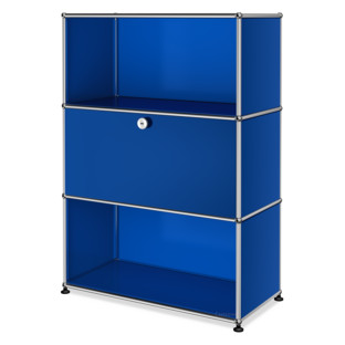 USM Haller Highboard M, individualisierbar Enzianblau RAL 5010|Offen|Mit Klappe|Offen