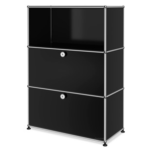 USM Haller Highboard M, individualisierbar Graphitschwarz RAL 9011|Offen|Mit Klappe|Mit Klappe