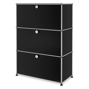 USM Haller Highboard M, individualisierbar Graphitschwarz RAL 9011|Mit Klappe|Mit Klappe|Mit Klappe