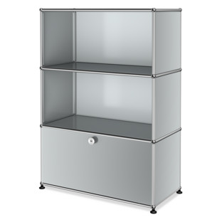 USM Haller Highboard M, individualisierbar Lichtgrau RAL 7035|Offen|Offen|Mit Klappe