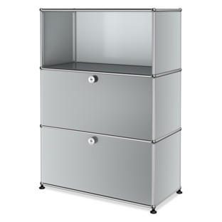 USM Haller Highboard M, individualisierbar Lichtgrau RAL 7035|Offen|Mit Klappe|Mit Klappe