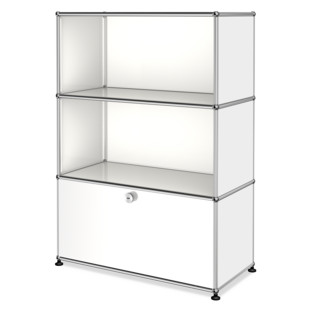 USM Haller Highboard M, individualisierbar Reinweiß RAL 9010|Offen|Offen|Mit Klappe