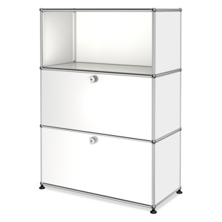 USM Haller Highboard M, individualisierbar Reinweiß RAL 9010|Offen|Mit Klappe|Mit Klappe