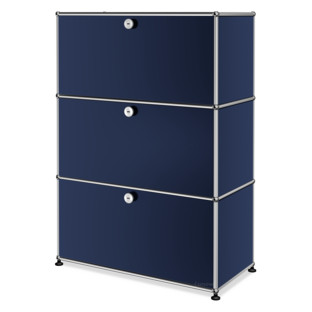 USM Haller Highboard M, individualisierbar Stahlblau RAL 5011|Mit Klappe|Mit Klappe|Mit Klappe