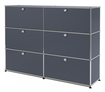 USM Haller Highboard L, individualisierbar Anthrazitgrau RAL 7016|Mit 2 Klappen|Mit 2 Klappen|Mit 2 Klappen