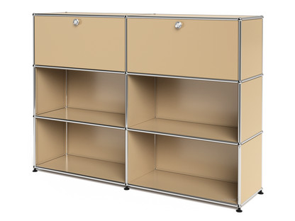 USM Haller Highboard L, individualisierbar USM beige|Mit 2 Klappen|Offen|Offen