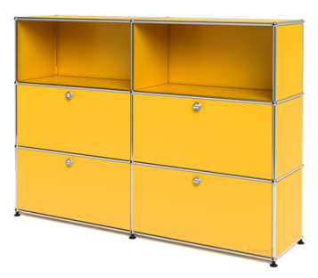 USM Haller Highboard L, individualisierbar Goldgelb RAL 1004|Offen|Mit 2 Klappen|Mit 2 Klappen