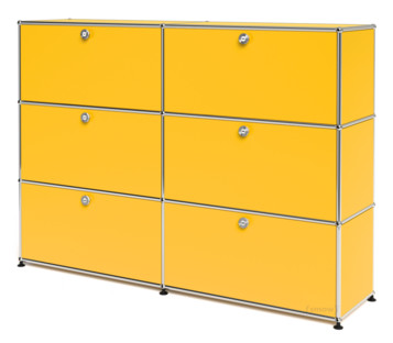 USM Haller Highboard L, individualisierbar Goldgelb RAL 1004|Mit 2 Klappen|Mit 2 Klappen|Mit 2 Klappen