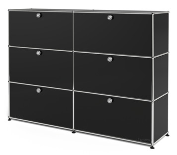 USM Haller Highboard L, individualisierbar Graphitschwarz RAL 9011|Mit 2 Klappen|Mit 2 Klappen|Mit 2 Klappen