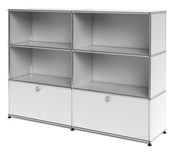 USM Haller Highboard L, individualisierbar USM mattsilber|Offen|Offen|Mit 2 Klappen