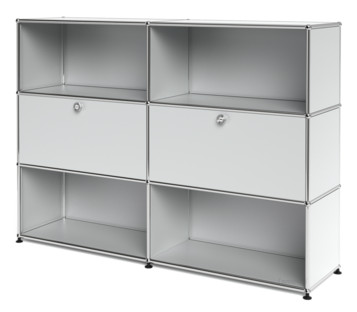 USM Haller Highboard L, individualisierbar USM mattsilber|Offen|Mit 2 Klappen|Offen