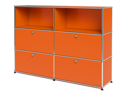 USM Haller Highboard L, individualisierbar Reinorange RAL 2004|Offen|Mit 2 Klappen|Mit 2 Klappen