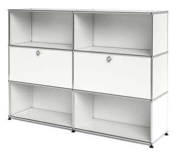 USM Haller Highboard L, individualisierbar Reinweiß RAL 9010|Offen|Mit 2 Klappen|Offen