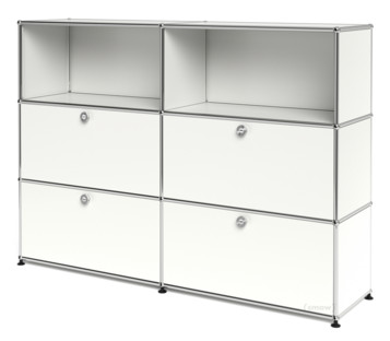 USM Haller Highboard L, individualisierbar Reinweiß RAL 9010|Offen|Mit 2 Klappen|Mit 2 Klappen