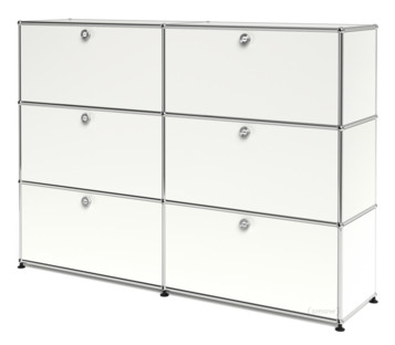 USM Haller Highboard L, individualisierbar Reinweiß RAL 9010|Mit 2 Klappen|Mit 2 Klappen|Mit 2 Klappen