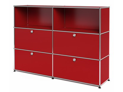 USM Haller Highboard L, individualisierbar USM rubinrot|Offen|Mit 2 Klappen|Mit 2 Klappen