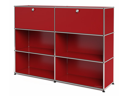 USM Haller Highboard L, individualisierbar USM rubinrot|Mit 2 Klappen|Offen|Offen