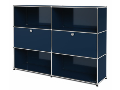 USM Haller Highboard L, individualisierbar Stahlblau RAL 5011|Offen|Mit 2 Klappen|Offen