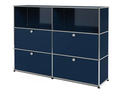 USM Haller Highboard L, individualisierbar Stahlblau RAL 5011|Offen|Mit 2 Klappen|Mit 2 Klappen