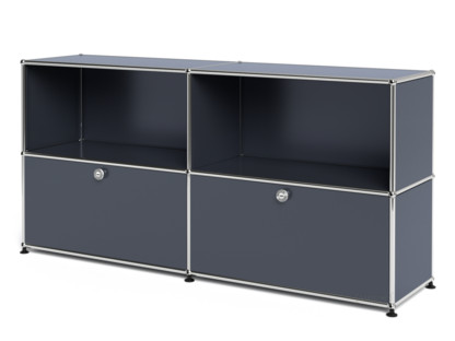 USM Haller Sideboard L, individualisierbar Anthrazitgrau RAL 7016|Offen|Mit 2 Klappen