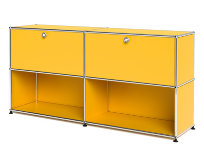 USM Haller Sideboard L, individualisierbar Goldgelb RAL 1004|Mit 2 Klappen|Offen