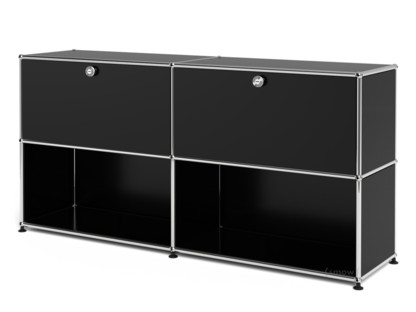 USM Haller Sideboard L, individualisierbar Graphitschwarz RAL 9011|Mit 2 Klappen|Offen