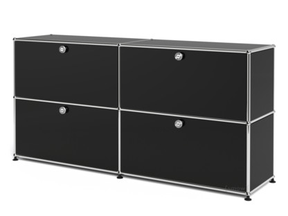 USM Haller Sideboard L, individualisierbar Graphitschwarz RAL 9011|Mit 2 Klappen|Mit 2 Klappen