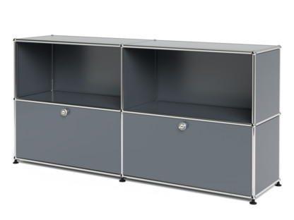 USM Haller Sideboard L, individualisierbar Mittelgrau RAL 7005|Offen|Mit 2 Klappen