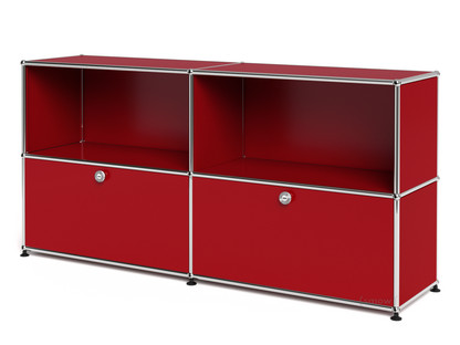 USM Haller Sideboard L, individualisierbar USM rubinrot|Offen|Mit 2 Klappen