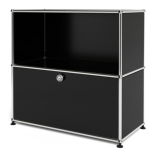 USM Haller Sideboard M, individualisierbar Graphitschwarz RAL 9011|Offen|Mit Klappe