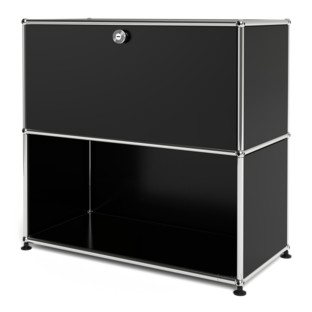 USM Haller Sideboard M, individualisierbar Graphitschwarz RAL 9011|Mit Klappe|Offen