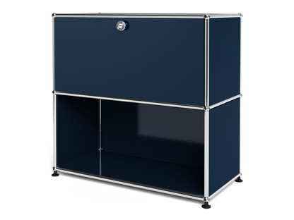 USM Haller Sideboard M, individualisierbar Stahlblau RAL 5011|Mit Klappe|Offen