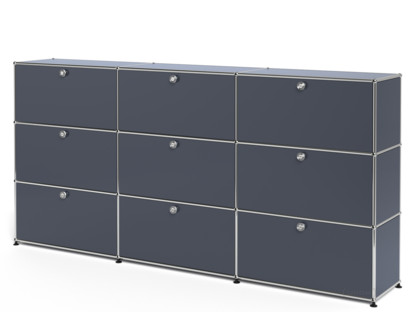 USM Haller Highboard XL, individualisierbar Anthrazitgrau RAL 7016|Mit 3 Klappen|Mit 3 Klappen|Mit 3 Auszügen