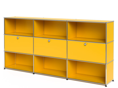 USM Haller Highboard XL, individualisierbar Goldgelb RAL 1004|Offen|Mit 3 Klappen|Offen