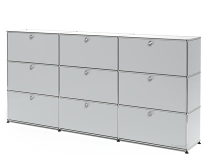 USM Haller Highboard XL, individualisierbar Lichtgrau RAL 7035|Mit 3 Klappen|Mit 3 Klappen|Mit 3 Auszügen