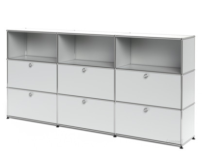 USM Haller Highboard XL, individualisierbar USM mattsilber|Offen|Mit 3 Klappen|Mit 3 Klappen