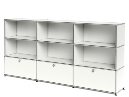 USM Haller Highboard XL, individualisierbar Reinweiß RAL 9010|Offen|Offen|Mit 3 Klappen