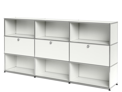 USM Haller Highboard XL, individualisierbar Reinweiß RAL 9010|Offen|Mit 3 Klappen|Offen