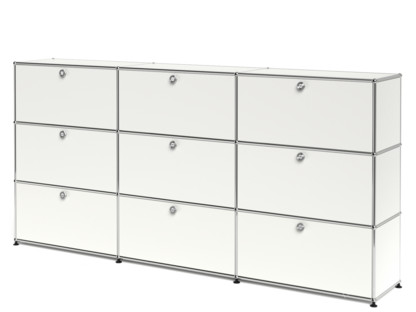 USM Haller Highboard XL, individualisierbar Reinweiß RAL 9010|Mit 3 Klappen|Mit 3 Klappen|Mit 3 Auszügen