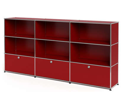 USM Haller Highboard XL, individualisierbar USM rubinrot|Offen|Offen|Mit 3 Klappen