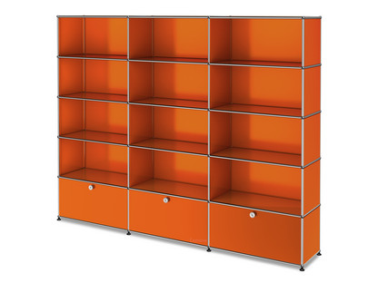 USM Haller Aktenregal XL, individualisierbar Reinorange RAL 2004|Offen|Offen|Offen|Mit 3 Auszügen