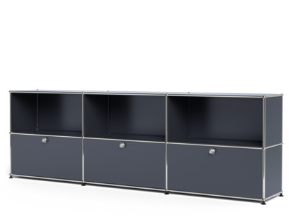 USM Haller Sideboard XL, individualisierbar Anthrazitgrau RAL 7016|Offen|Mit 3 Klappen