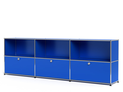 USM Haller Sideboard XL, individualisierbar Enzianblau RAL 5010|Offen|Mit 3 Klappen