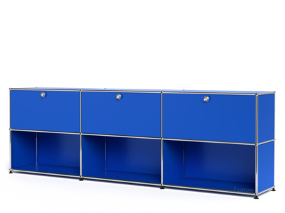 USM Haller Sideboard XL, individualisierbar Enzianblau RAL 5010|Mit 3 Klappen|Offen